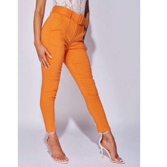 Orange High Waist Tapered Cropped Skinny Ankle Pants - Picture 8 of 10